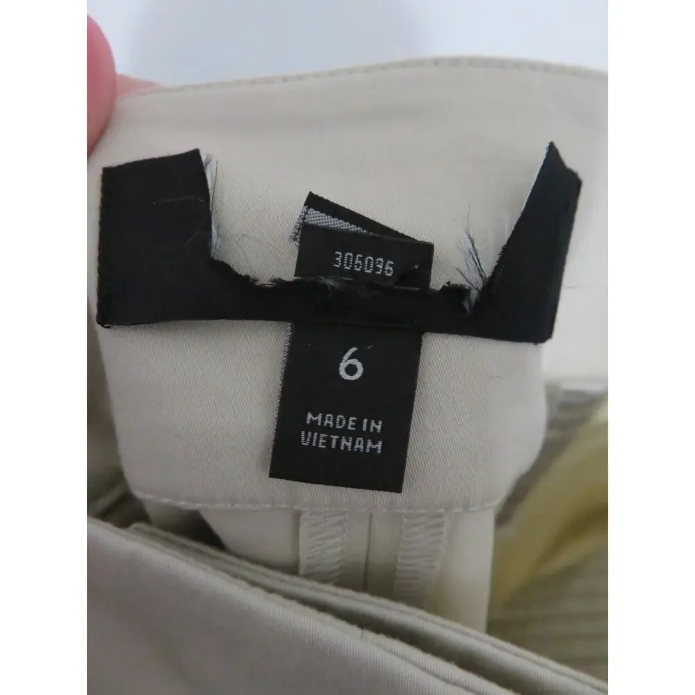 Banana Republic Women Sz 6 Beige High Waisted Pleated Wide Leg Trousers